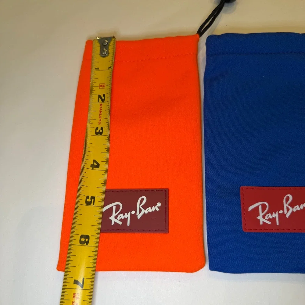 Ray-Ban Sunglasses Pouch Set of 2 Orange and Blue Soft Drawstring Cases kids